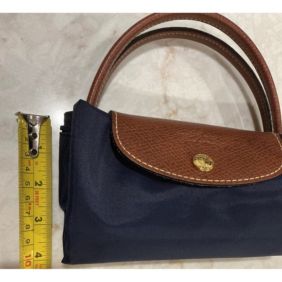 Longchamp Navy Blue Small Handle Tote Bag Purse Handbag Designer - Picture 4 of 12